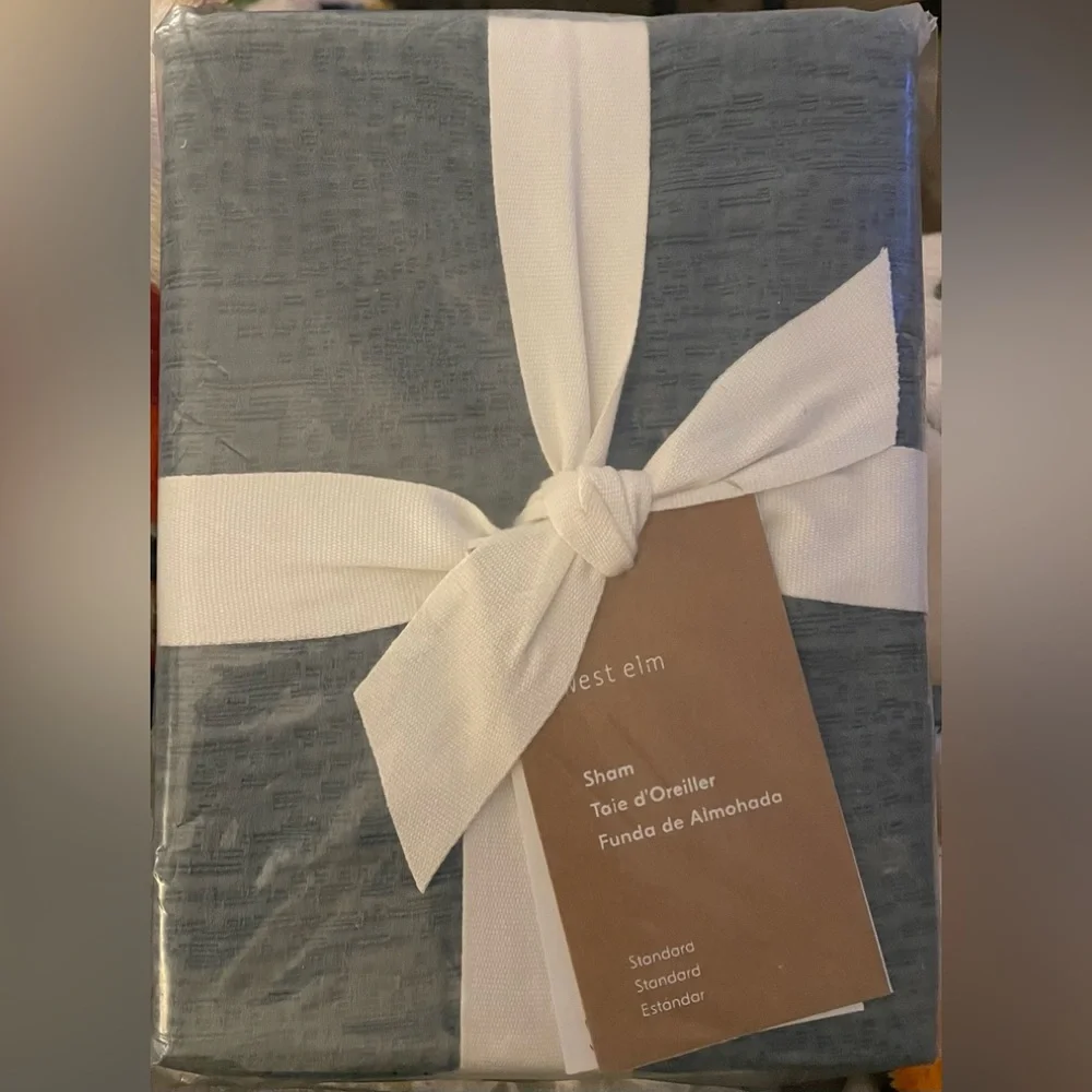 West Elm Silky TENCEL™ & Cotton Matelasse Standard Sham Stormy Blue